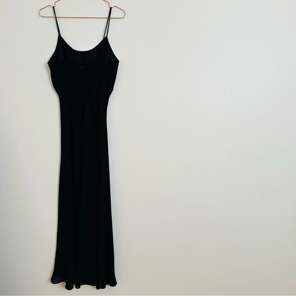 Vintage Hampton Nites Black Slip Evening Gown Spaghetti Strap Maxi Dress - Picture 7 of 8